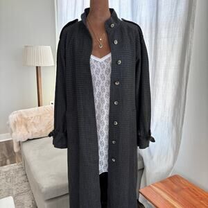 Vintage 80s 90s Giuseppe 100% Wool Coat Charcoal Gray Button Front Women's M/L